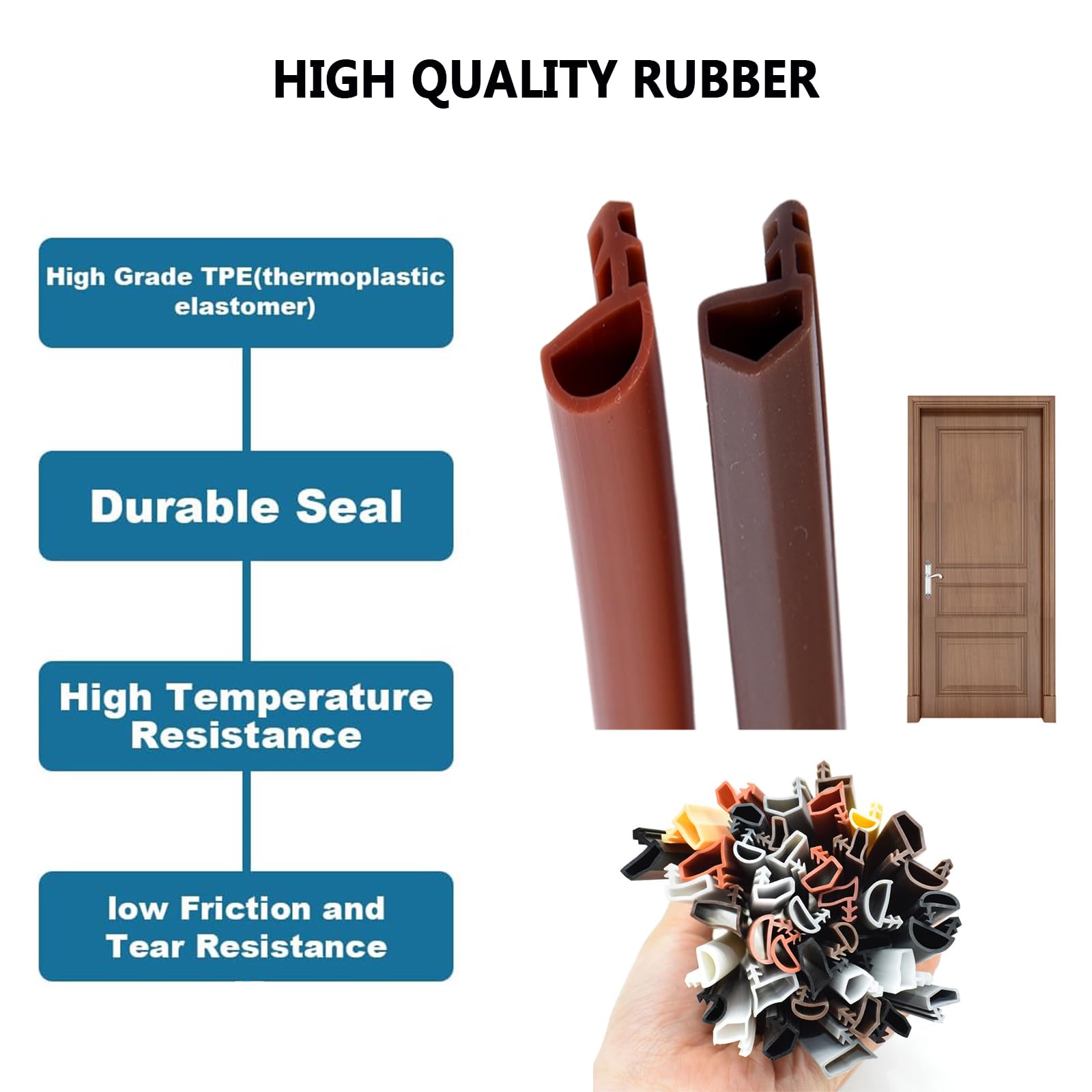 Kit di ricambio per porte e finestre, guarnizione in gomma siliconica, semicerchio, a forma di D, larghezza 1 cm, striscia spogliarello marrone scuro 50 m