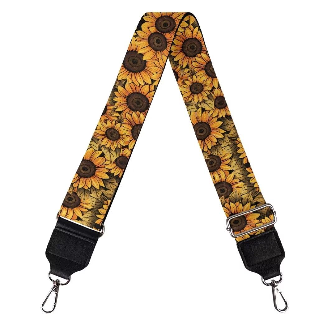 Coldinair Retro Sunflower Purse Straps Replacement Wide Crossbody Shoulder Strap, Guitar Strap for Purse, Purse Making Supplies