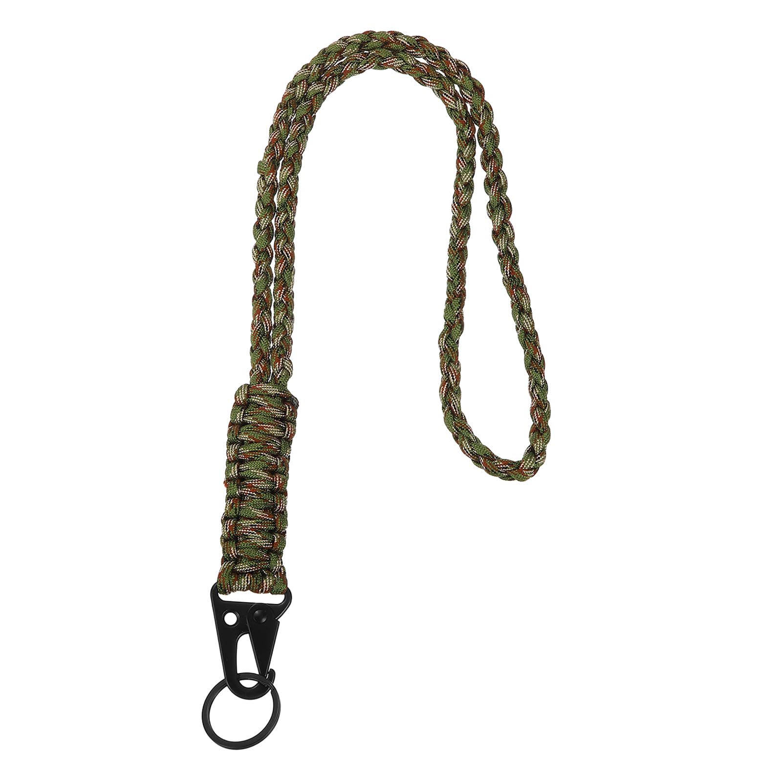 YELARXI Paracord Lanyard, Neck Lanyard for Keys Heavy Duty Necklace Keychains Braided Wrist Strap 1Pcs & Army Green Camouflage - Fit for (Keys Whistle/ID Badges)
