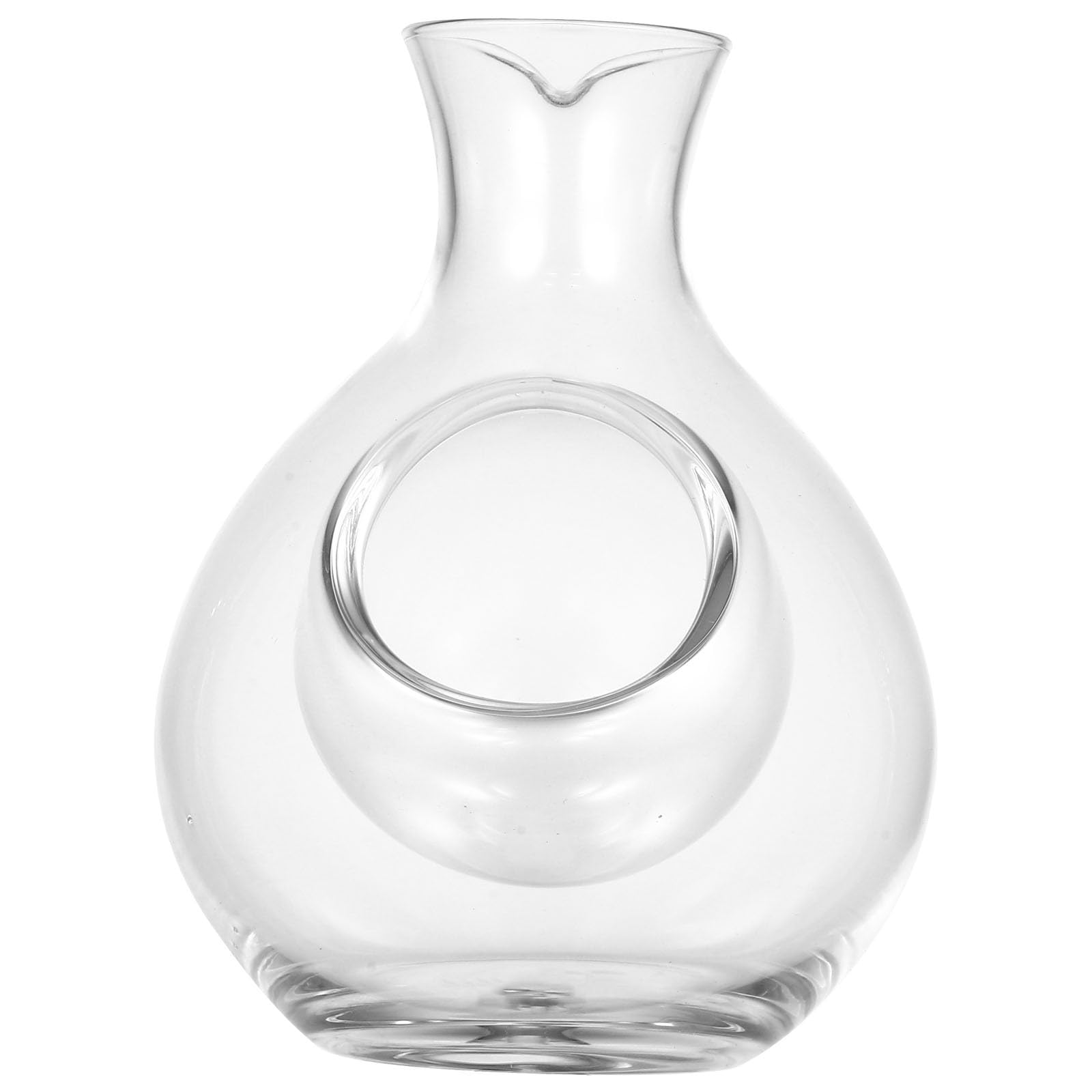 Clear Glass Sake Bottle Server with Hole Sake Pot Japanese Crystal Glass Wine Carafe 300Ml with Smooth Pour Design Perfect for Small Gatherings