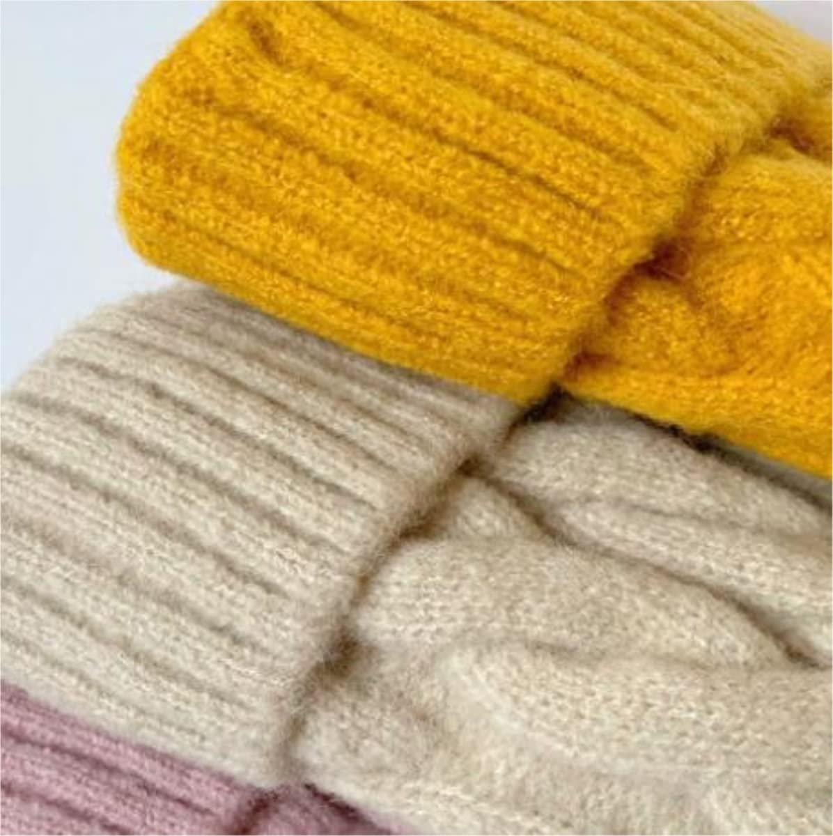 Bonnet Hiver Chaud Bonnet d'hiver pour Femme Croisé Gros Câble Tricot Pompon Doux Chaud Chapeau De Plein Air