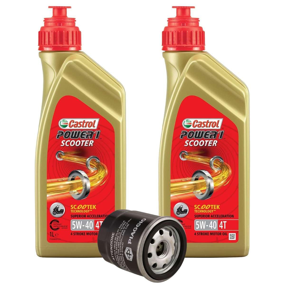 Kit Tagliando 2Lt Olio 5W-40 + Filtro olio 82635R per Piaggio Beverly Vespa GTS Liberty 125-300