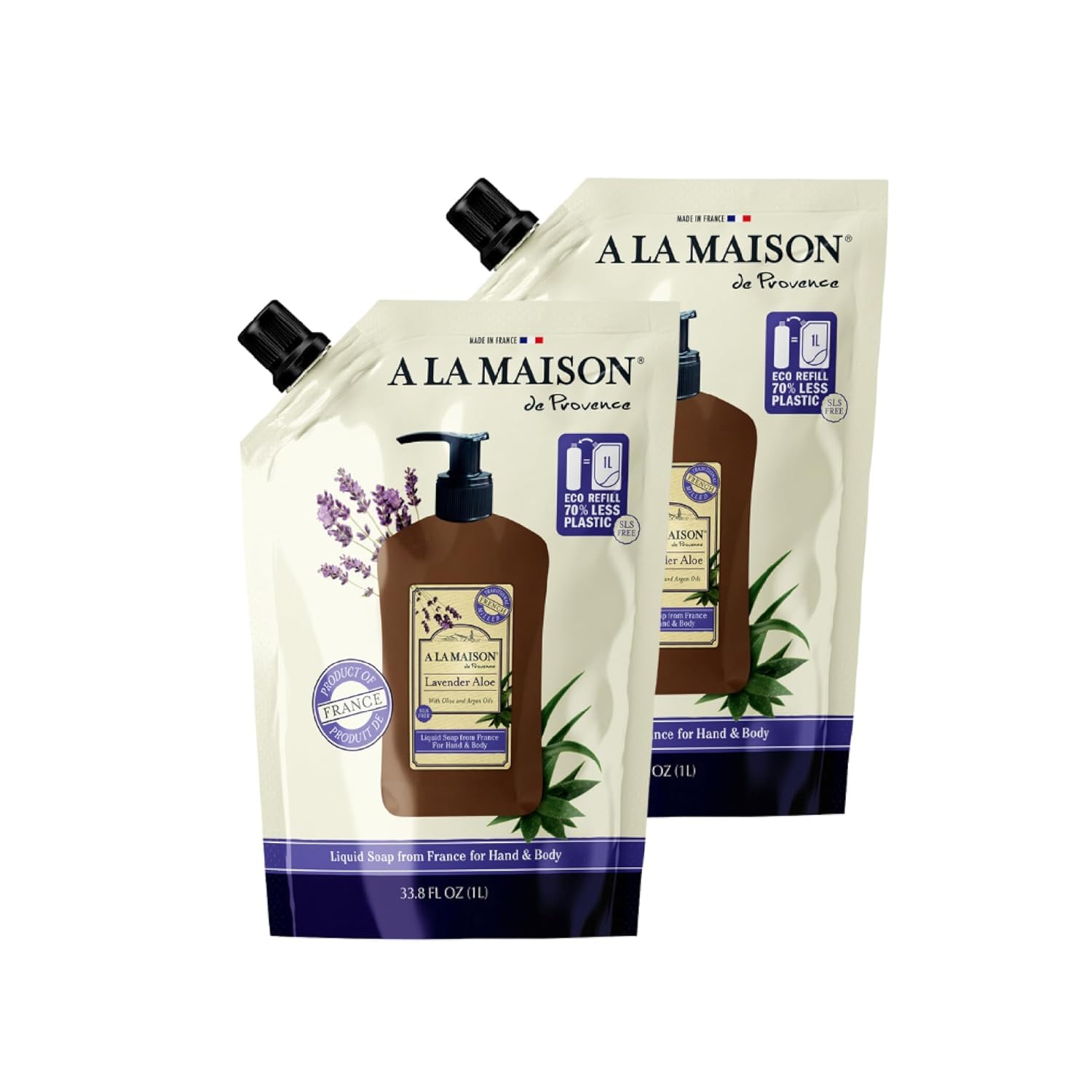 A LA MAISON French Liquid Hand Soap RefilL - Natural Hand Wash Made with Essential Oils - Biodegradable, Plant-Based, Vegan, Cruelty-Free (33.8 Fl Oz