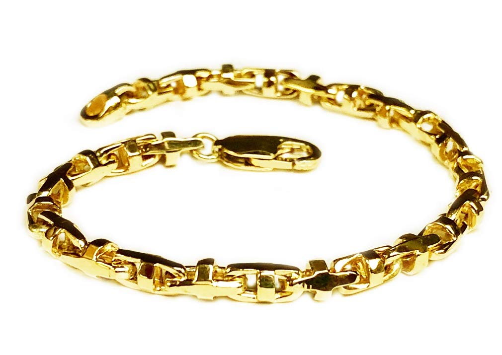 18k Solid Yellow Gold Anchor Mariner Bullet Link Bracelet 4 MM 15 grams 7"