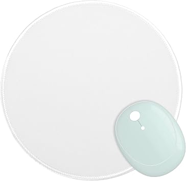 Dapesuom Round Mouse Pad, 8.7 x 8.7 Inch Premium-Textured Washable Non-Slip Rubber Base Cute Small Mouse Mat with Stitched Edge for Men Women Wireless Computer Laptop Gaming Desk Accessories, White