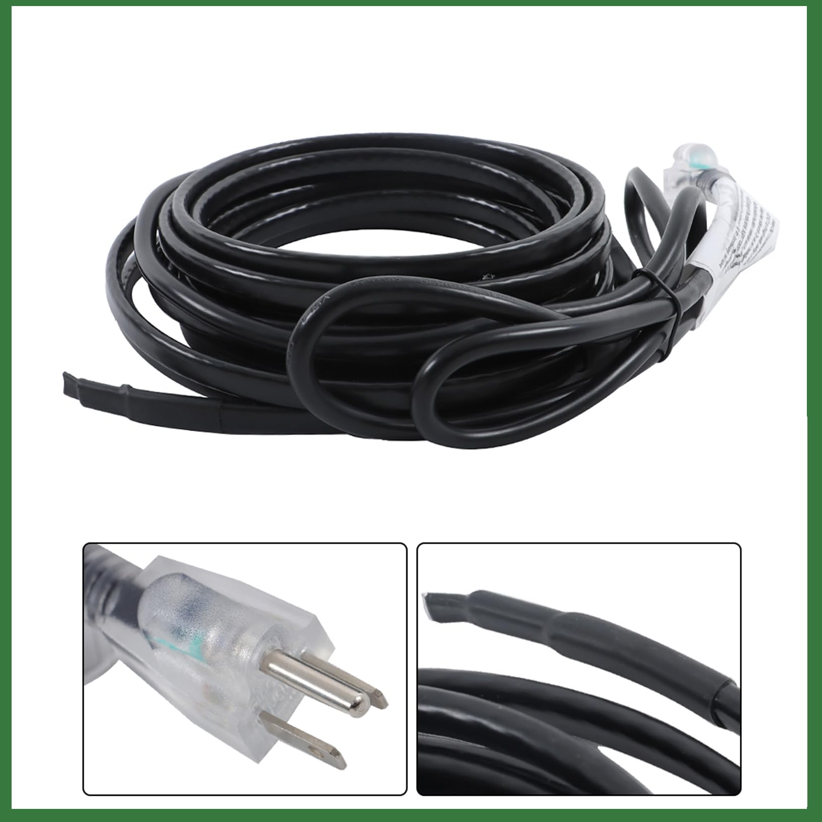 raseparter Heat Cable Heat Tape 18 Feet 120V 60HZ AC 8W/FT Commercial and Industrial Grade Black Versatile Application