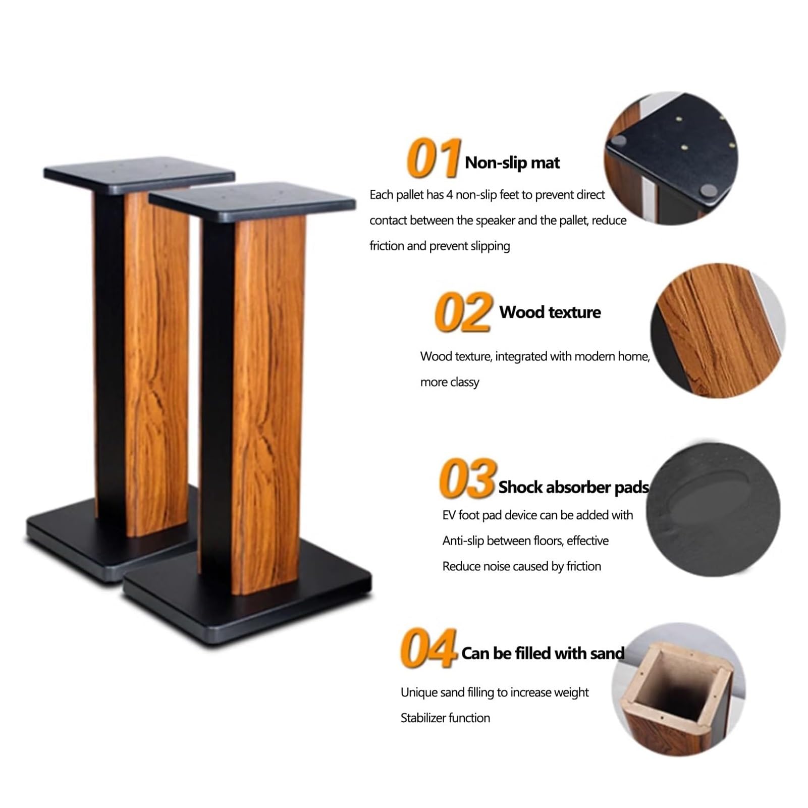 Supporti universali per altoparlanti da pavimento, coppia per audio surround home theater, altoparlanti da scaffale audio HiFi, 23 x 30 x 60 cm per migliorare l'esperienza di ascolto