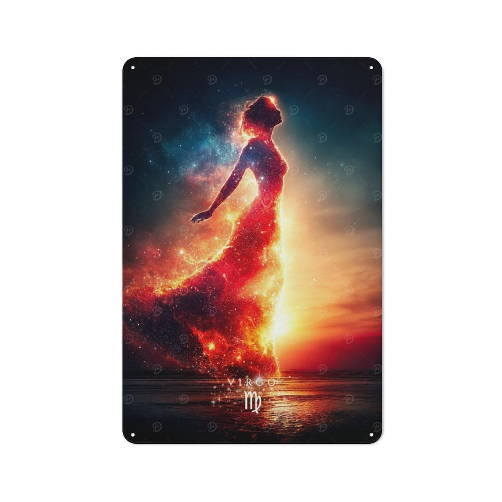 Junmoney Style-1 For Hallway Wall, Virgo Zodiac Sign Digital Art Vintage-Inspired Metal Sign 30X20cm, A Moving-Home Gift For Collectors Of Tin Signs