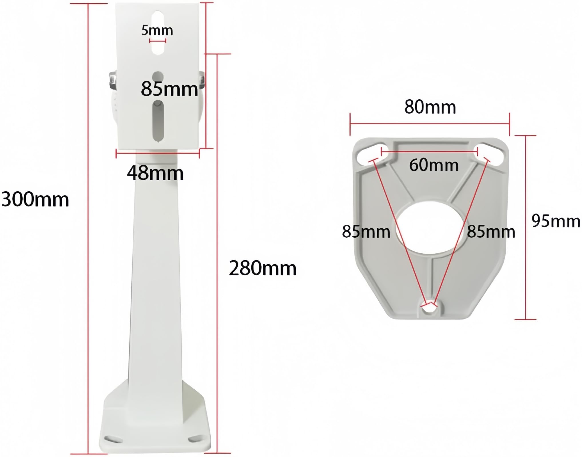 Soporte de pared de seguridad CCTV con pico de pato y adaptador en forma de L para cámaras domo y paneles solares, incluye 2 bridas adicionales de 30 cm
