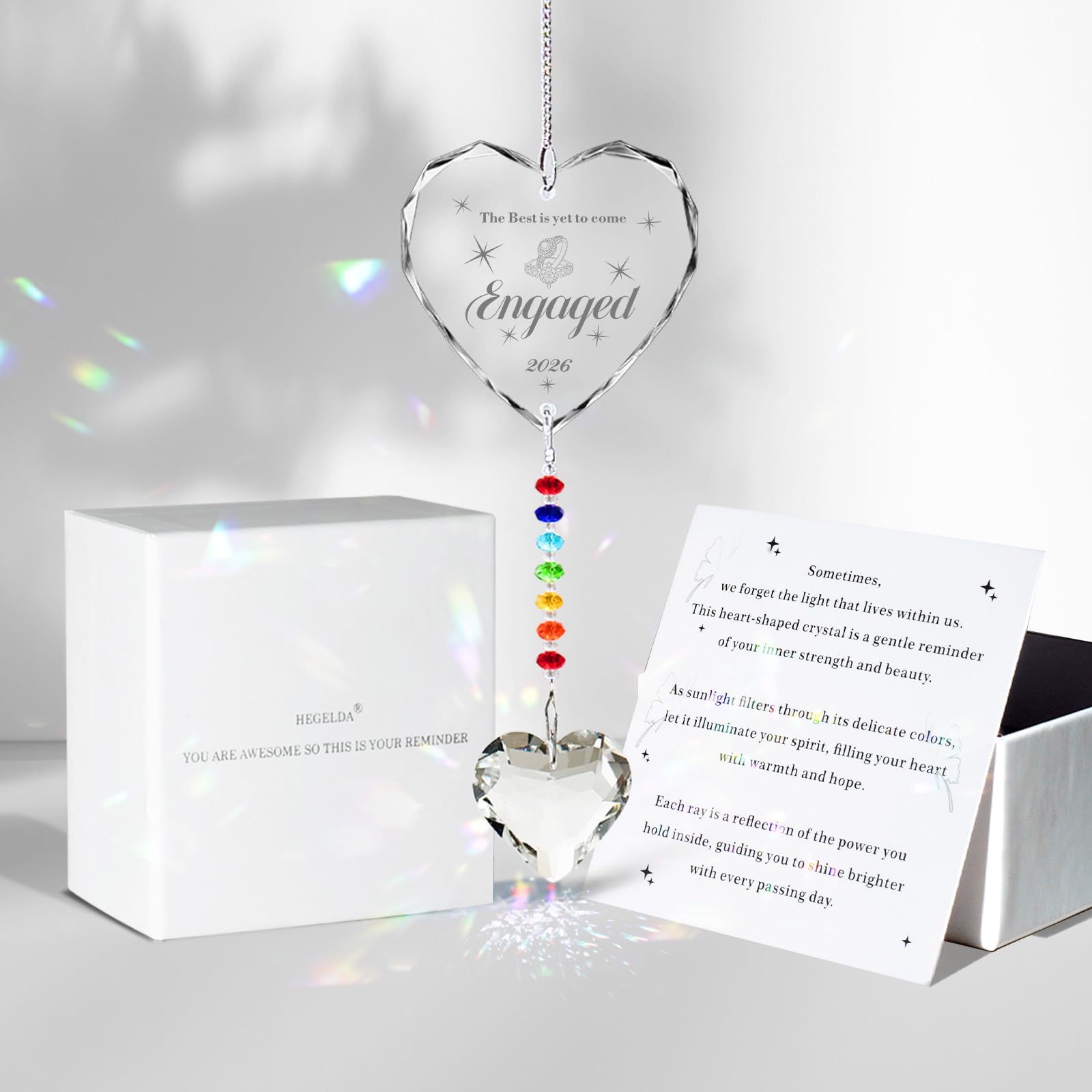 Hegelda Engagement Gifts for Couples Crystal Suncatcher Ornaments