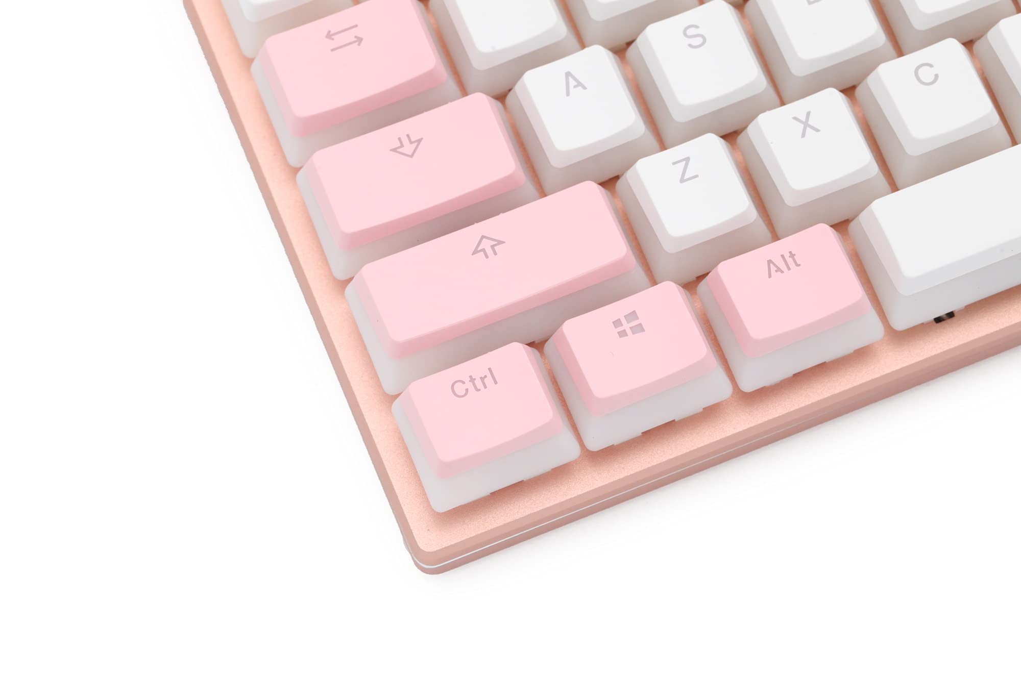KPREPUBLIC ABM618 ABM 618 Kit de clavier mécanique en aluminium anodisé 104 modes de commutation LED RVB de type C avec logiciel (ABM618 104 interrupteur rose rouge x1)