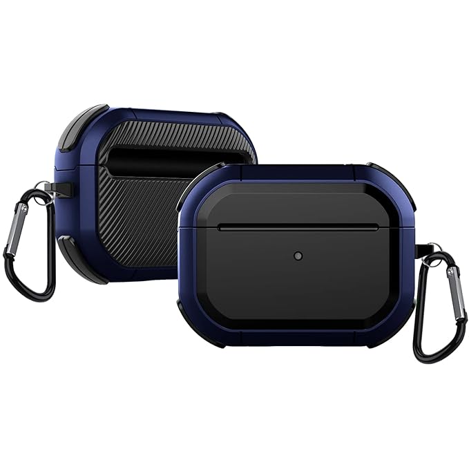 GRIPP® Armor Air-Pods Pro Matte Carrying Case with Keychain Hook | Wireless Earphone Accessories Rugged Protective Bumper, Dust-Proof Perfect Fit & Easy to Charge Air-Pods Pro Cover Case (Blue) at Rs. 1587