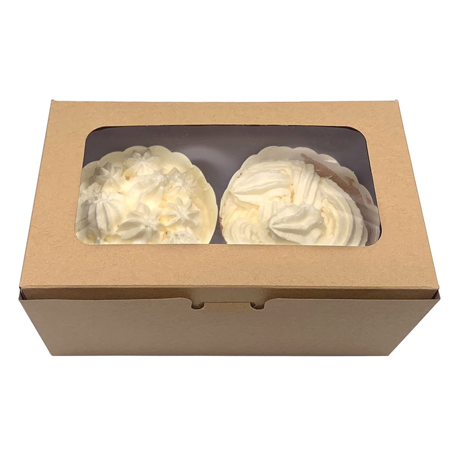 50 Scatole Per Cupcake A 2 Fori In Carta Kraft Con Finestra: Confezioni Regalo Per Torte, Biscotti E Dessert