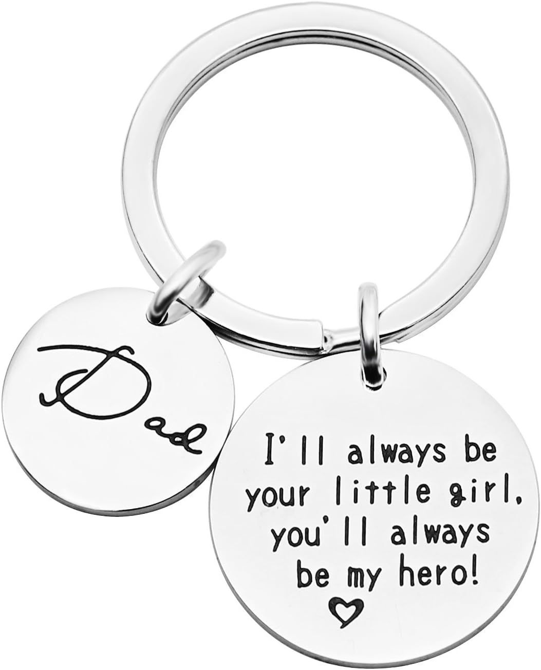 Father Key Chain for Papa Keychain Dad I'll Always be Your Little Girl You'll Always be My Hero Daddy Keyring