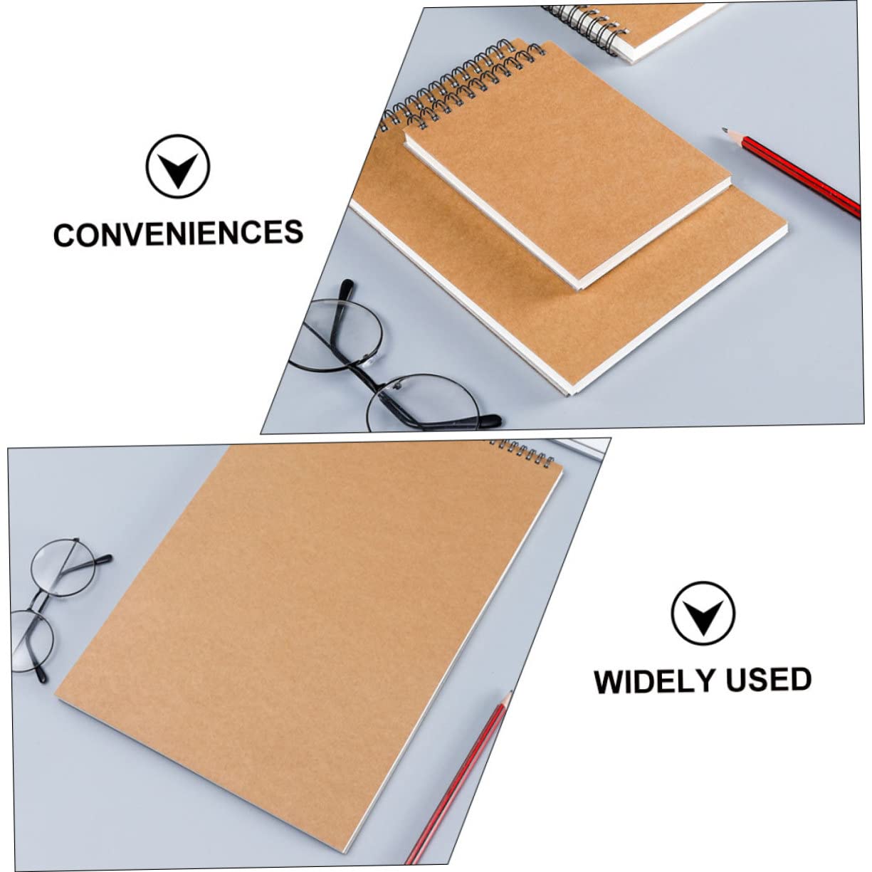 Carnet de Croquis en Papier Kraft, Lot de 2, Reliure Spirale