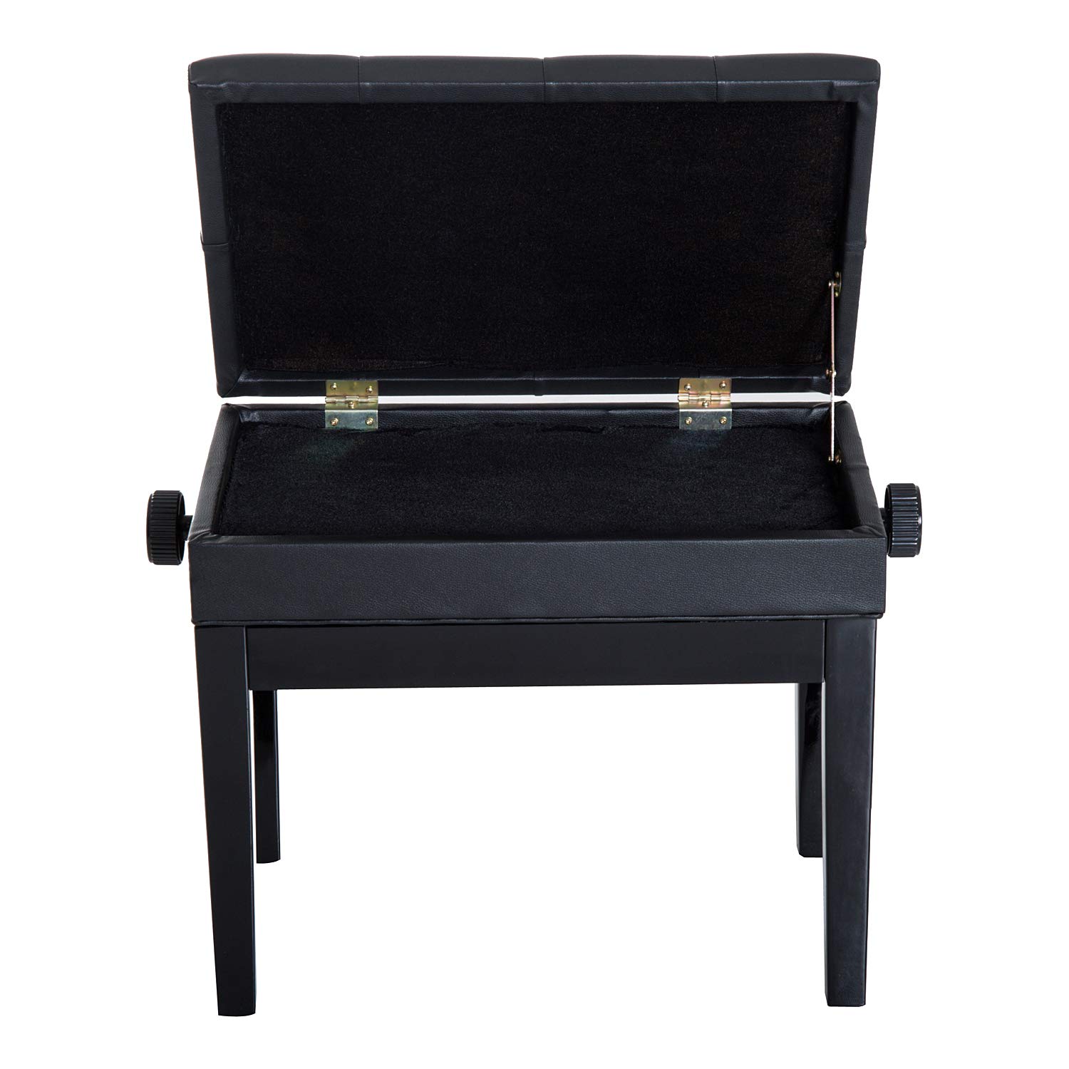 HOMCOM Banqueta para Piano Banco para Piano con Ajustable en Altura de 48 a 58 cm Espacio de Almacenamiento Patas de Madera Taburete para Teclado Acolchado 54,5x33x48-58 cm Negro