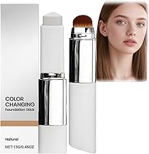 2-in-1 Colour Changing Foundation Stick with Brush,Full Coverage Waterproof & Long-Lasting Cream Foundation,Skin Tint Stick,Cover Up Sti/ck Concealer,Concealer Sti/ck for All Skin Types(Natural)