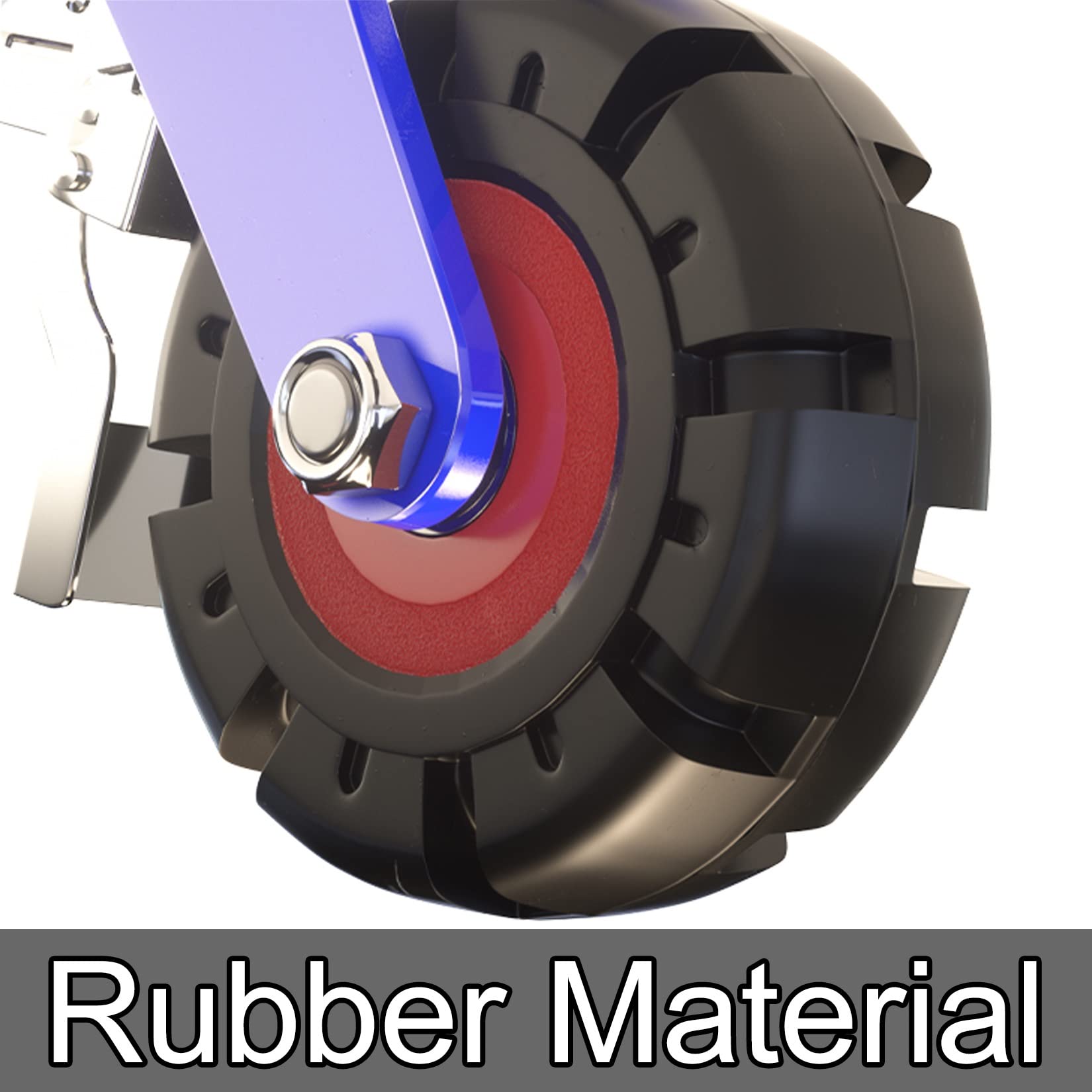 Set di 4 Ruote piroettanti in Gomma Resistenti con Freno, Diametro 200 mm (8"), capacità di carico Industriale, perfette per la Mobilità di mobili e Attrezzature.