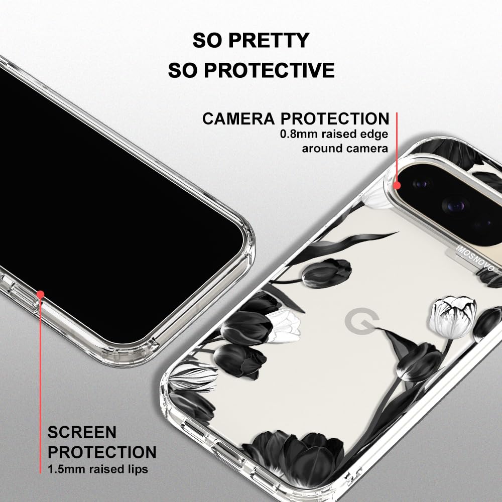 MOSNOVO Case for Google Pixel 10 & Pixel 10 Pro, [Buffertech 6.6ft Military-Grade Drop Protection] [Anti Peel Off Tech] Clear TPU Bumper Phone Case Cover Design - Cute Cherry — view 244