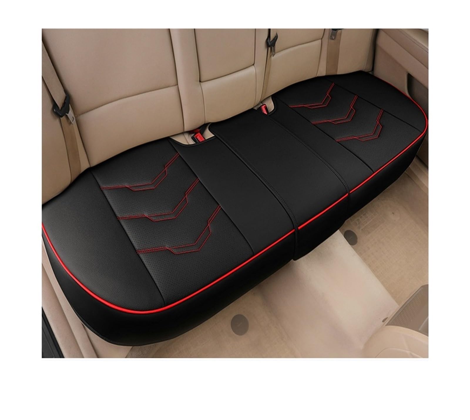 Housses de siège auto protège banquette arrière noir rouge - 7