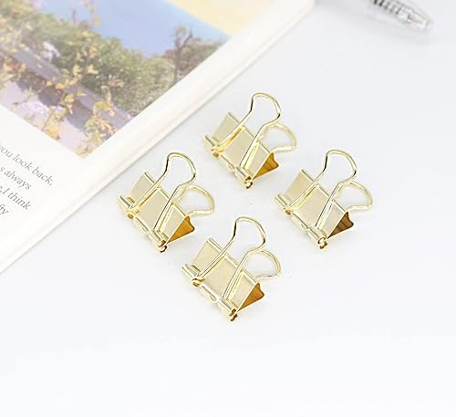Miniatura 3 de Clips dorados para carpeta, mini clip para papel, pinzas pequeñas de 0.591 in (58 pulgadas), paquete de 100 clips de oficina de tamaño micro para el