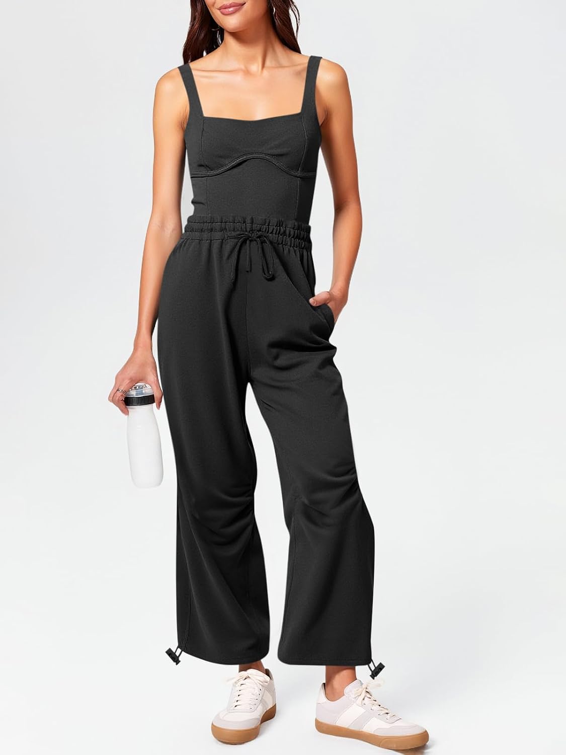 Cicy Bell Womens Summer Sleeveless Jumpsuits Casual Jogger Pants Long Rompers Workout One Piece Outfits with Pockets