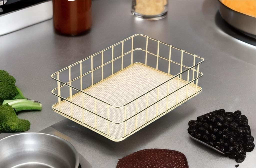 Gold Basket, Wire Basket, Wire Baskets, Storage Multifunctional Mesh Desktop Organizer for Desktop Living Room Bathroom Office Home Kitchen(Small)