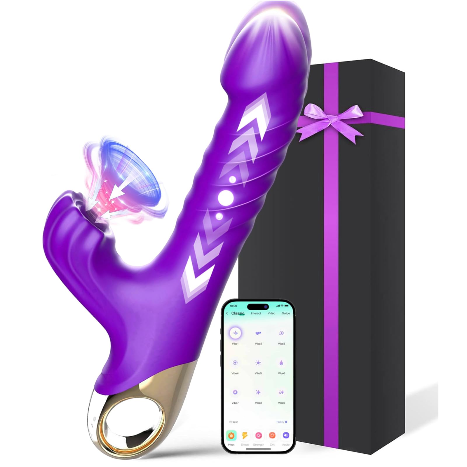 Vibradorador Mujer Juguetes Eroticos para pareja sexuales,Consoladores.. para Mujer con Vibradorador,9×9×9 Modos APP Grande Dildo Realista pro 2 Succionador Clítoris juguetes sexuales
