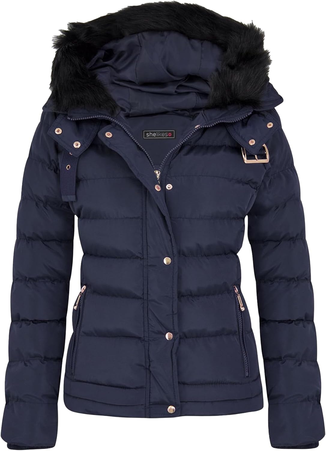 Women's Quilted Winter Jacket with Faux Fur Hood South Korea Ubuy