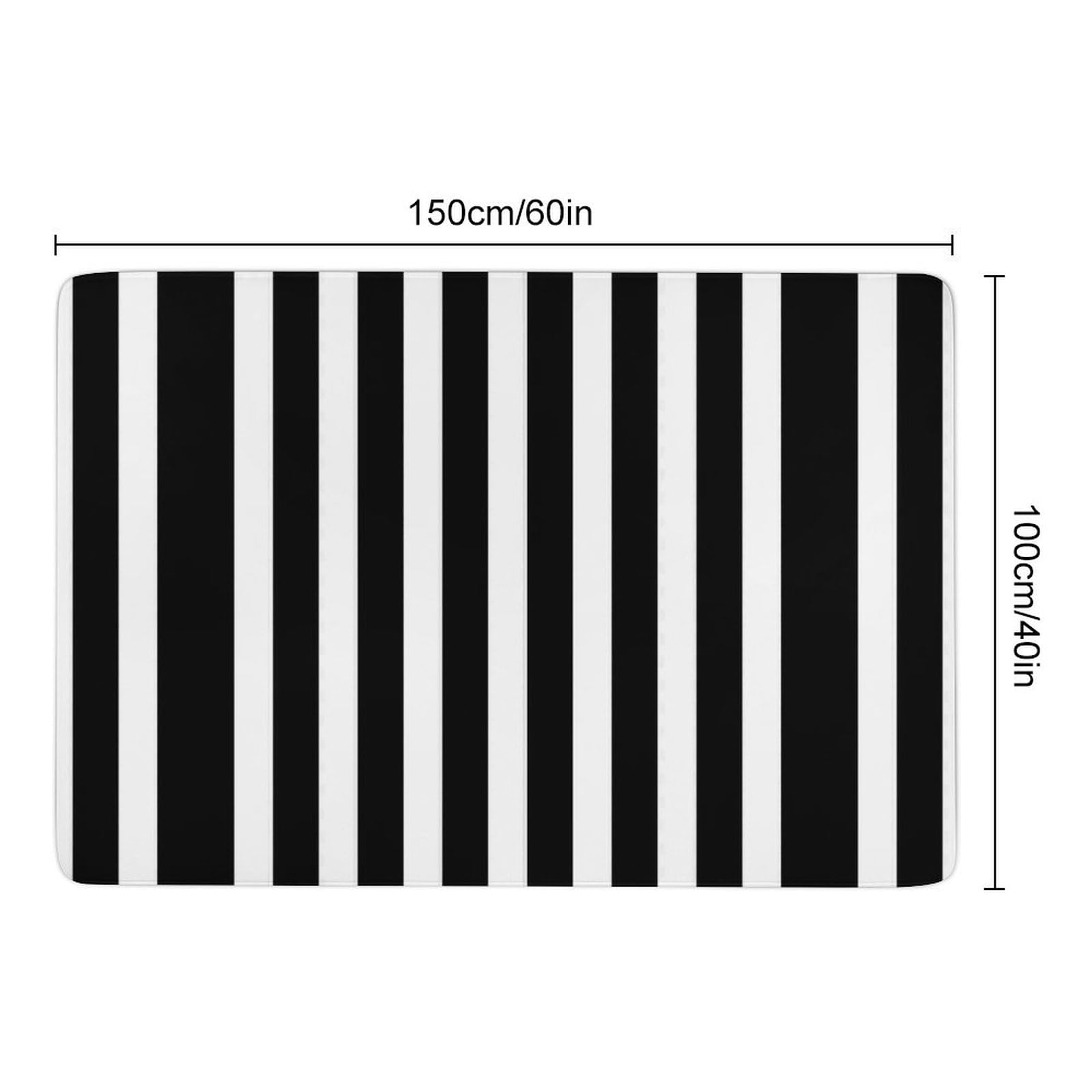 Teppich schwarz und weiß gestreift, weiche Bodenmatte für Wohnzimmer, Schlafzimmer (100 x 150 cm)