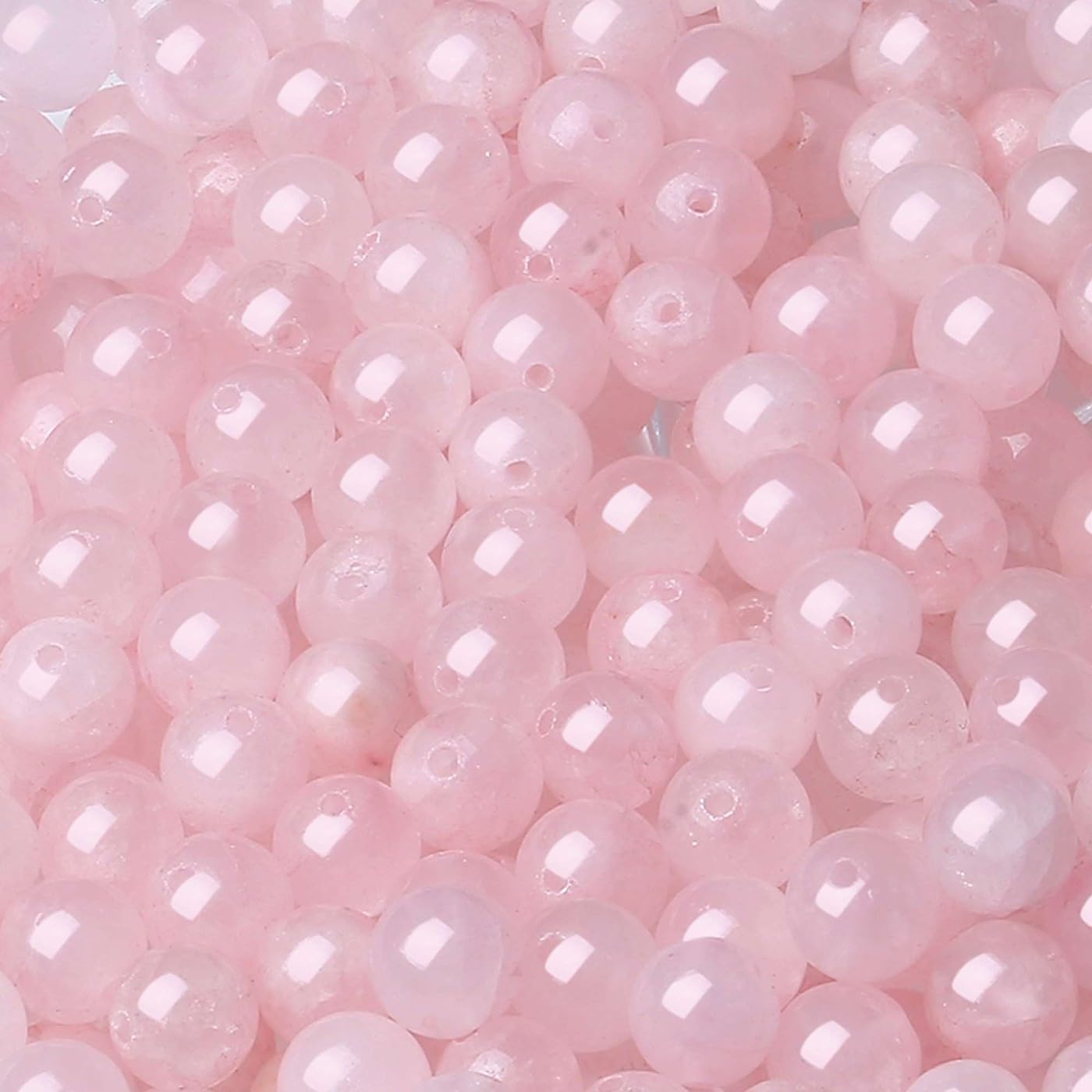 XIANNVXI 8mm Round Loose Pink Beads for Bracelet Making Pink Crystal Rose Quartz Beads for Crafting for Jewellery Making 47 Pcs - Image 4