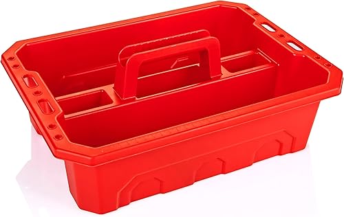 CANOPUS Bandeja de almacenamiento con agujeros funcionales, 2 unidades, organizador de limpieza de plástico con asa, organizador portátil,