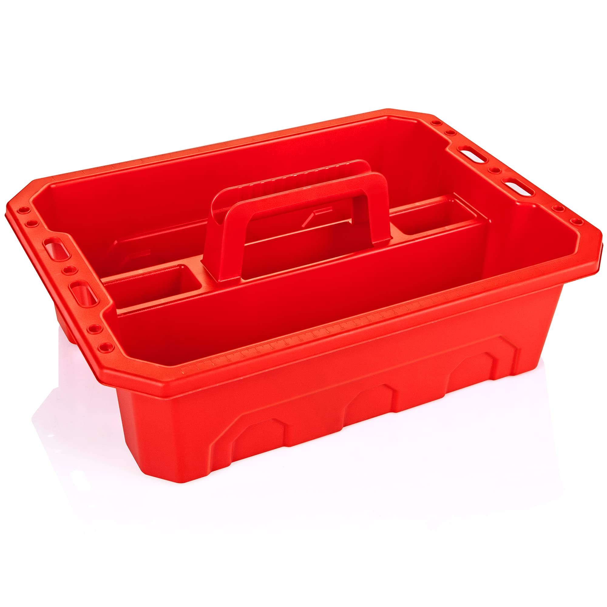 Boîte de nettoyage en plastique CANOPUS rouge avec poignée et plateau perforé, lot de 2
