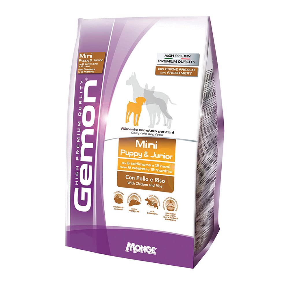 Monge Hundefutter „Gemon Mini Puppy & Junior“, für Welpen kleiner Rassen, mit Hähnchen und Reis, 3 kg