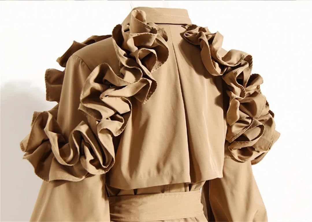 Women Long Trench Coat For Belt Elegant Solid Coat