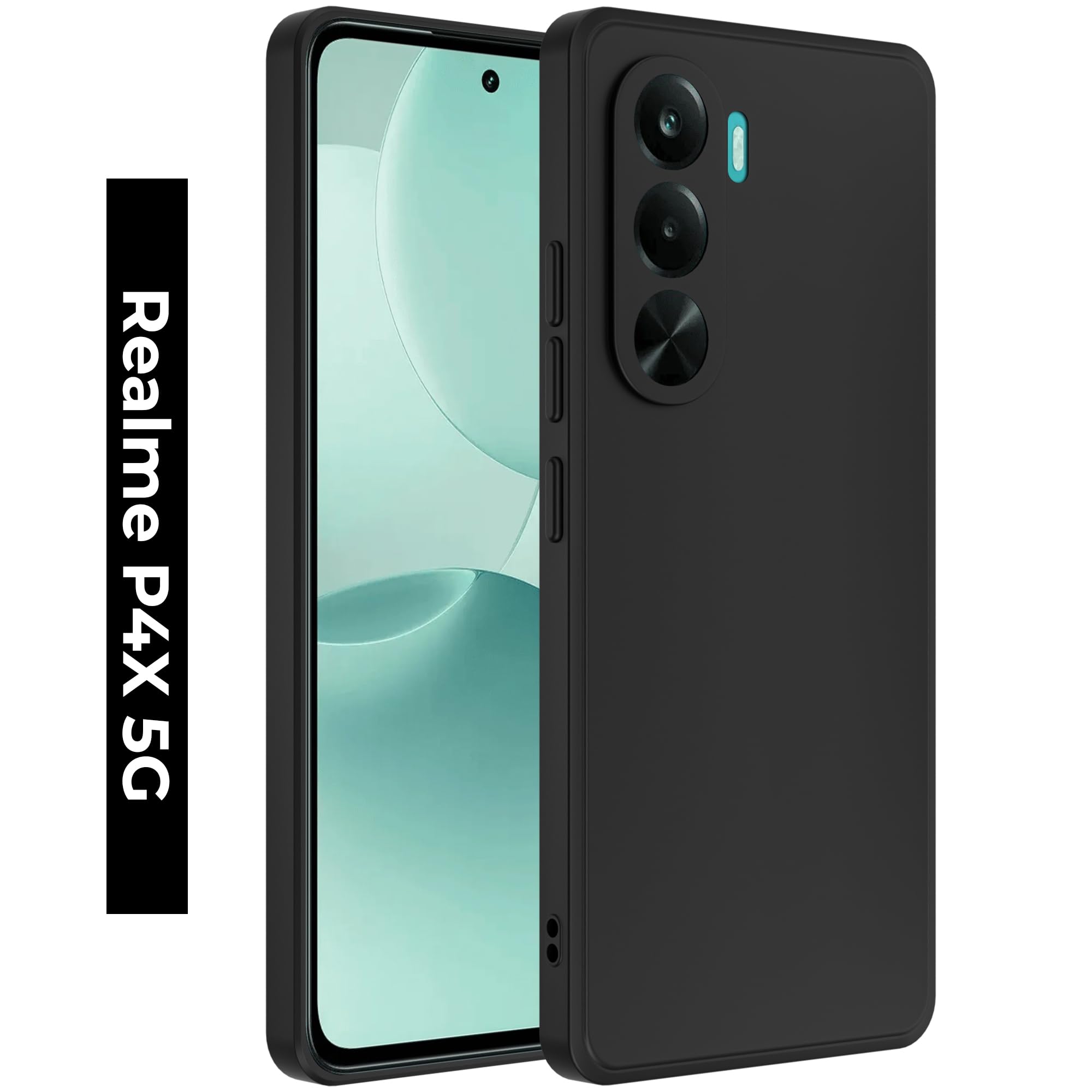 A rtistque Back Cover Case for Realme P4x 5G with Camera Protection | Shockproof TPU|Stylish Protective Design|Slim Fit|Ultra Matte| Back Cover - Black-picture-56