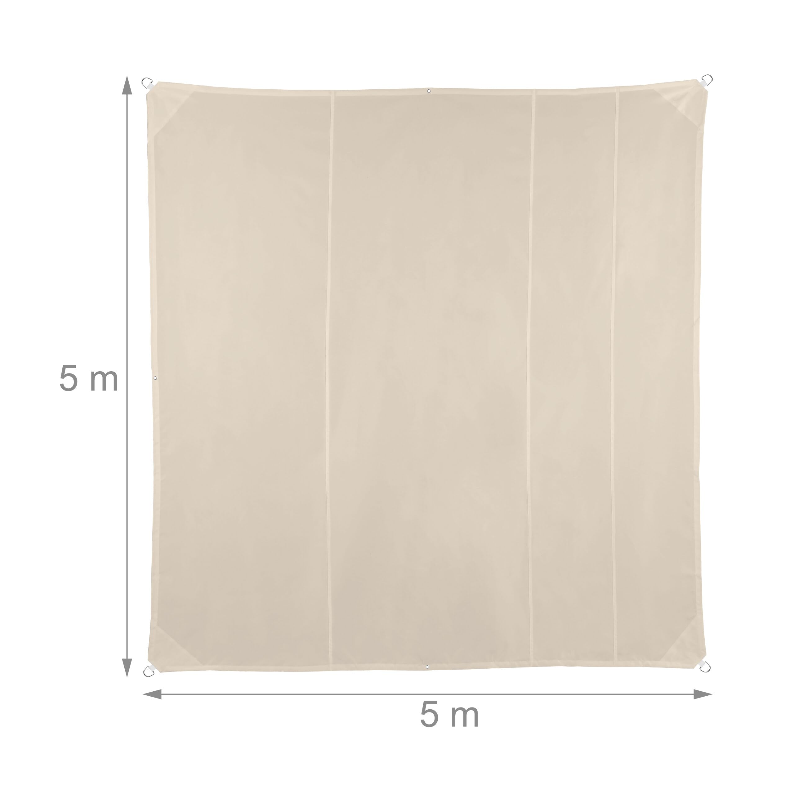 relaxdays Tenda a Vela Quadrata, Impermeabile, Anti UV, Corde di Supporto, da Terrazza e Giardino, LxP: 5x5 m, Beige, 5 x 5 m