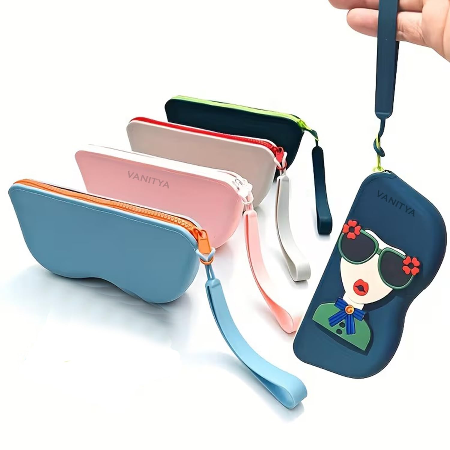 Silicone Sunglasses Storage Pouch with Zipper & Keyring Hook | Waterproof, Shockproof & Dustproof Eyeglass Case | Soft Travel Glasses Holder for Men & Women