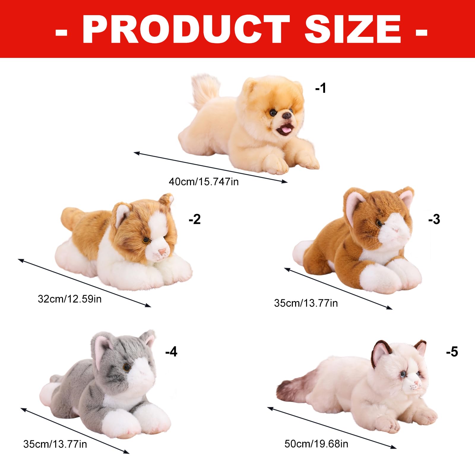 Generisch Juguete de peluche realista similar a la vida para perros y gatos, postura suave, compañero de animales, regalo para niños y niñas, perro de peluche realista