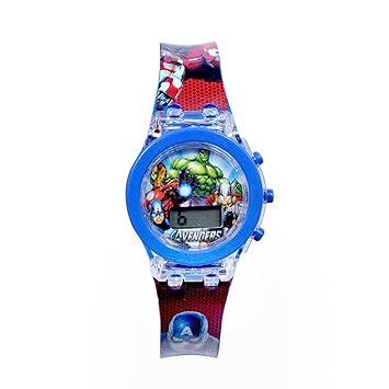 Mashoor Party Maker Superhero Digital Kids Watches Children Watch for Boys / Spiderman / Captain America / Avengers ( Random Character As Per Availability) Watch Red Colored Strap 3-7 Years