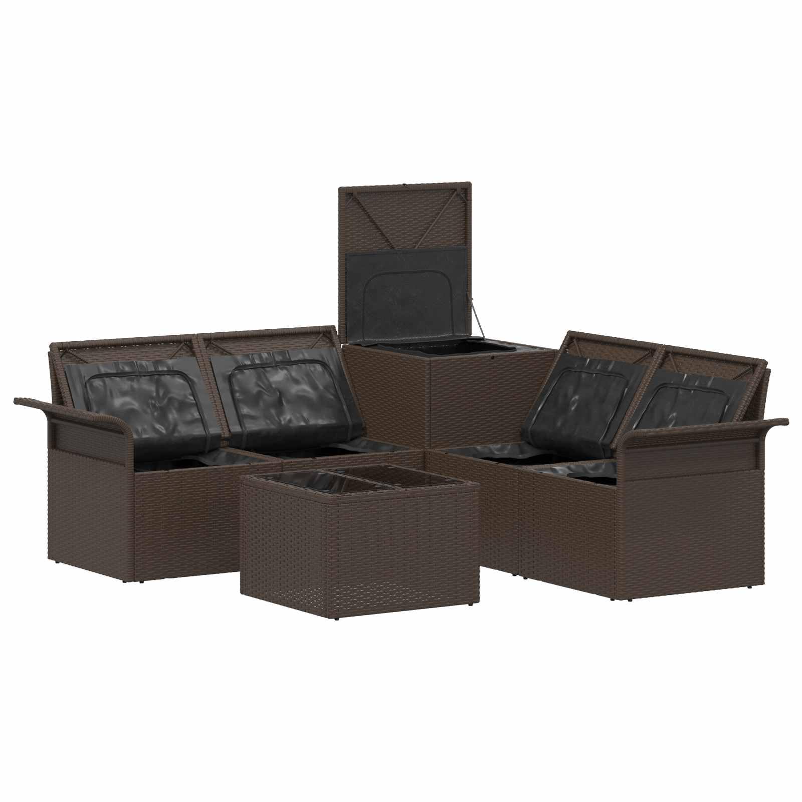 Fengshui Sofa outdoorowa, zestaw 6 sztuk, brązowo-czerwony, ze stali polirattanowej