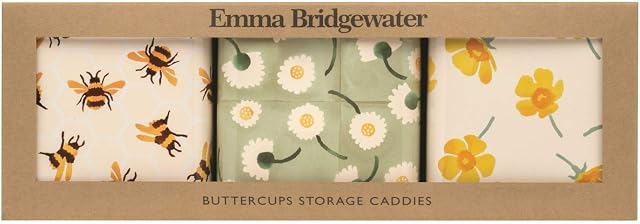 Bridgewater Emma Buttercups Set of 3 Square Tins 105 x 105 x 105mm
