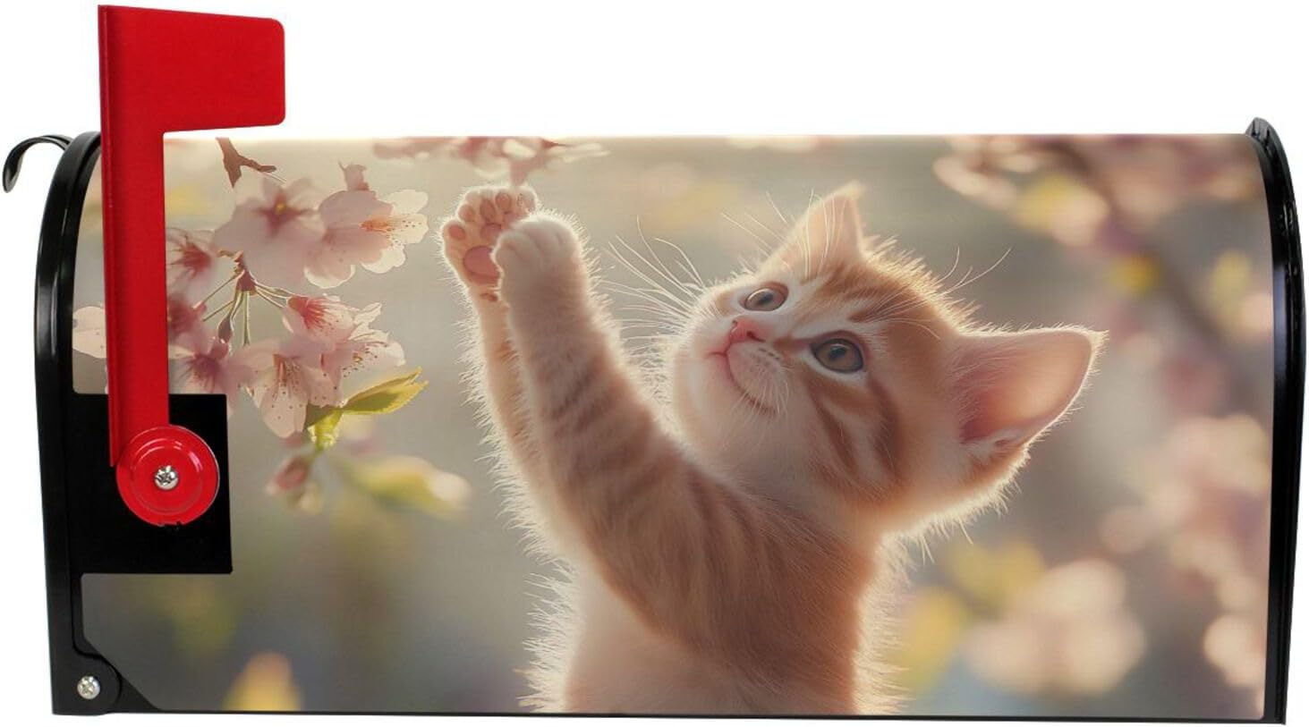 ALAZA Kitten with Flowers Magnetic Mailbox Cover MailWraps Garden Yard Home Decor for Outside Standard Size-18"x 20.8"