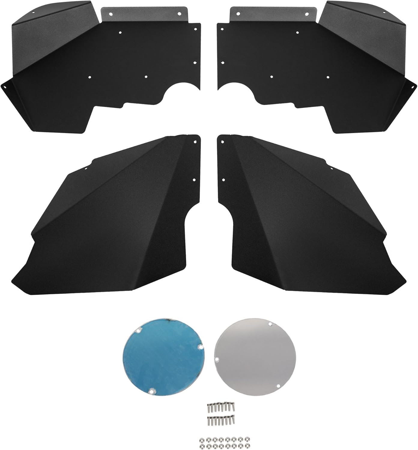 HECASA Front Inner Fender Liners Wheel Cover Compatible with 2007-2019 Jeep Wrangler JK JKU 4WD - Aluminum Matte Black Heavy Duty Bolt-on Style Splash Guards Flare