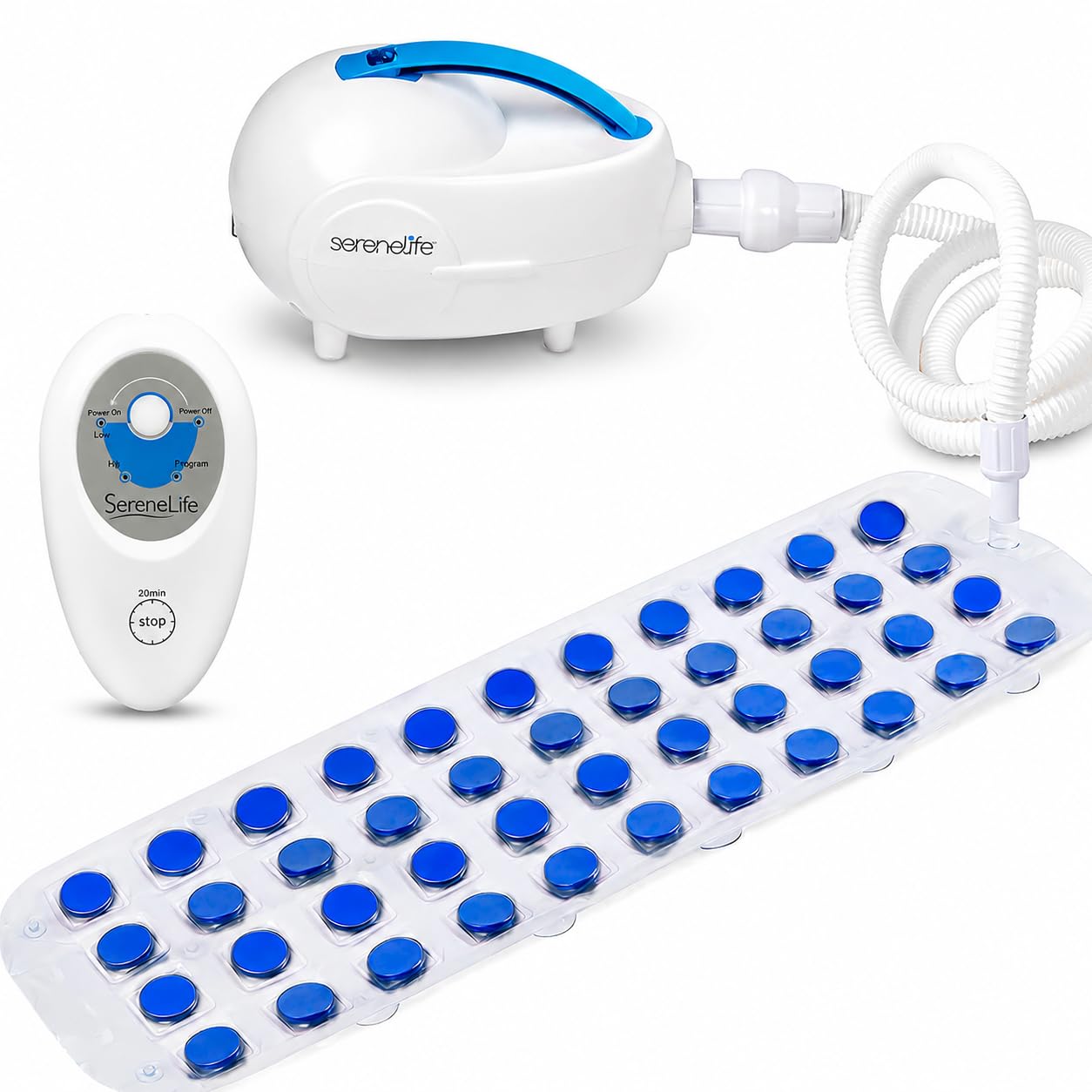 SereneLife SPA de Burbujas para Bañera con Funcion Termica, Manta de Hidromasaje Portatil, Antideslizante con Ventosas, Intensidad Ajustable, Mando a Distancia