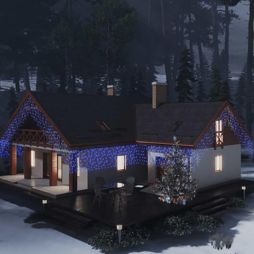 Lichtervorhang LED Eiszapfen 10 m 400 LED Blau, 8 Funktionen, IP44 Wasserdicht für Weihnachten, Party, Hochzeit, Innen- & Außendekoration