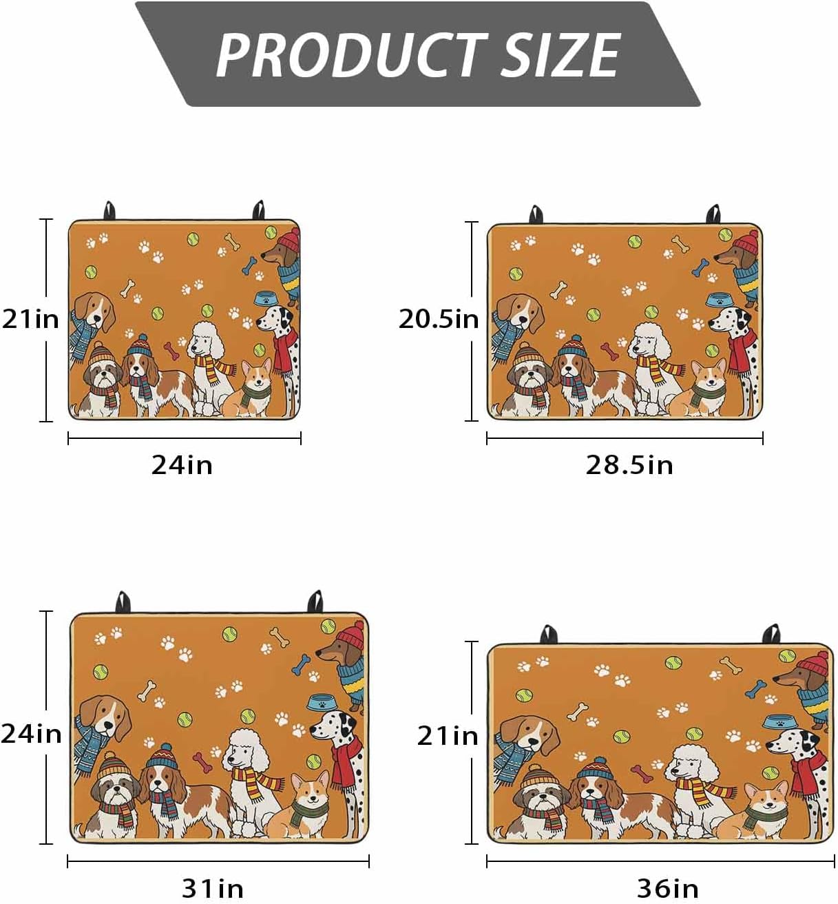 Stove Top Covers for Electric Stove 36x21 Inches, Cartoon Dogs HeatResistant Glass Cooktop Protector, Orange Cute Animals Dogs Paws Prints Ceramic Stovetop Countertop Covers Mat, Oven Cover