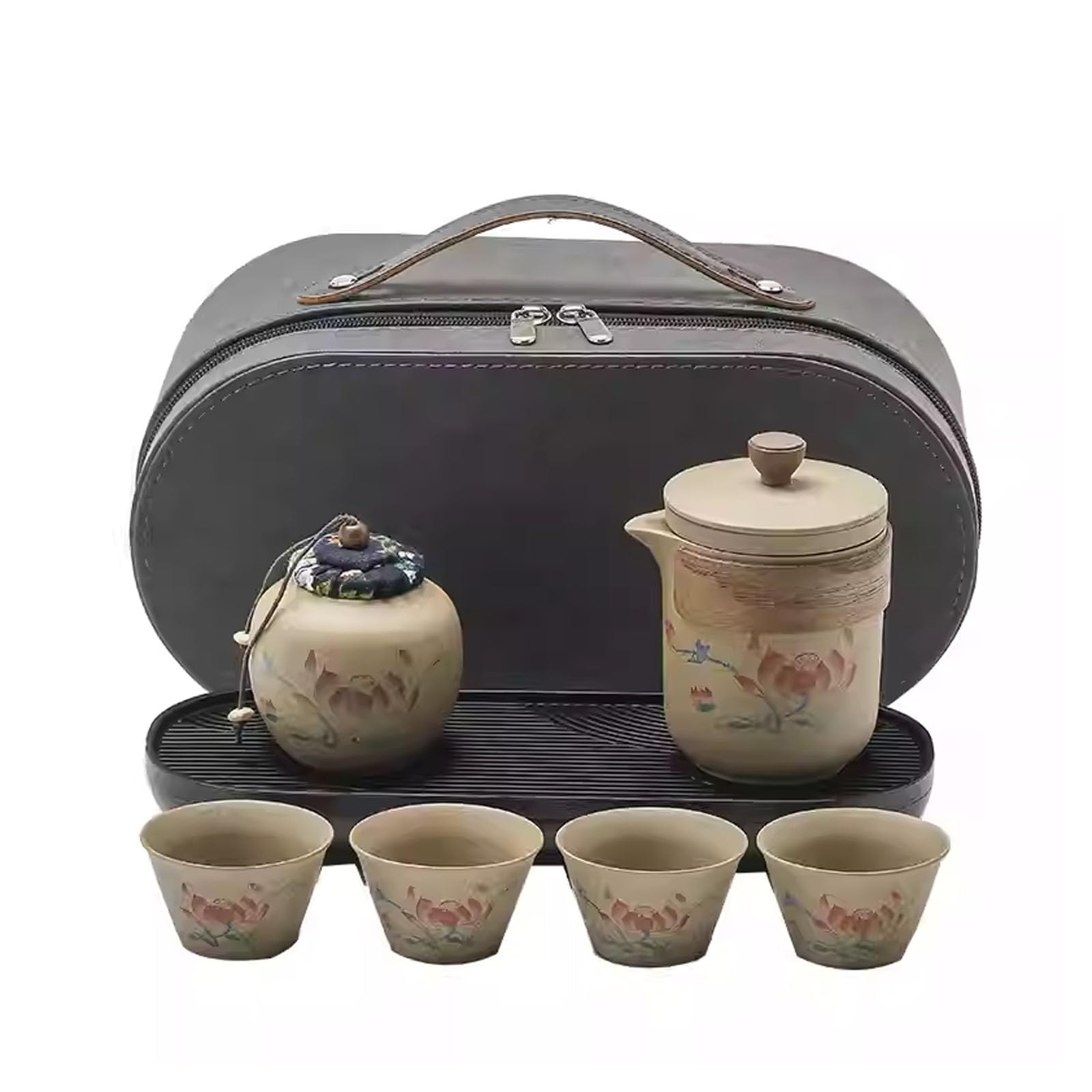 Juego de té portátil de cerámica para disfrutar de un té Kungfu en el picnic u oficina