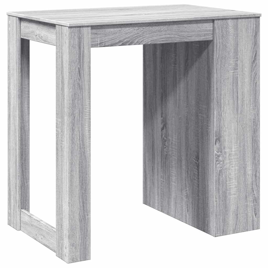 Mesa de bar gris Sonoma 102 x 70 x 103,5 cm de madera con 2 estantes y 1 cajón para espacio de almacenamiento, ideal para cocina, salón, comedor, material duradero