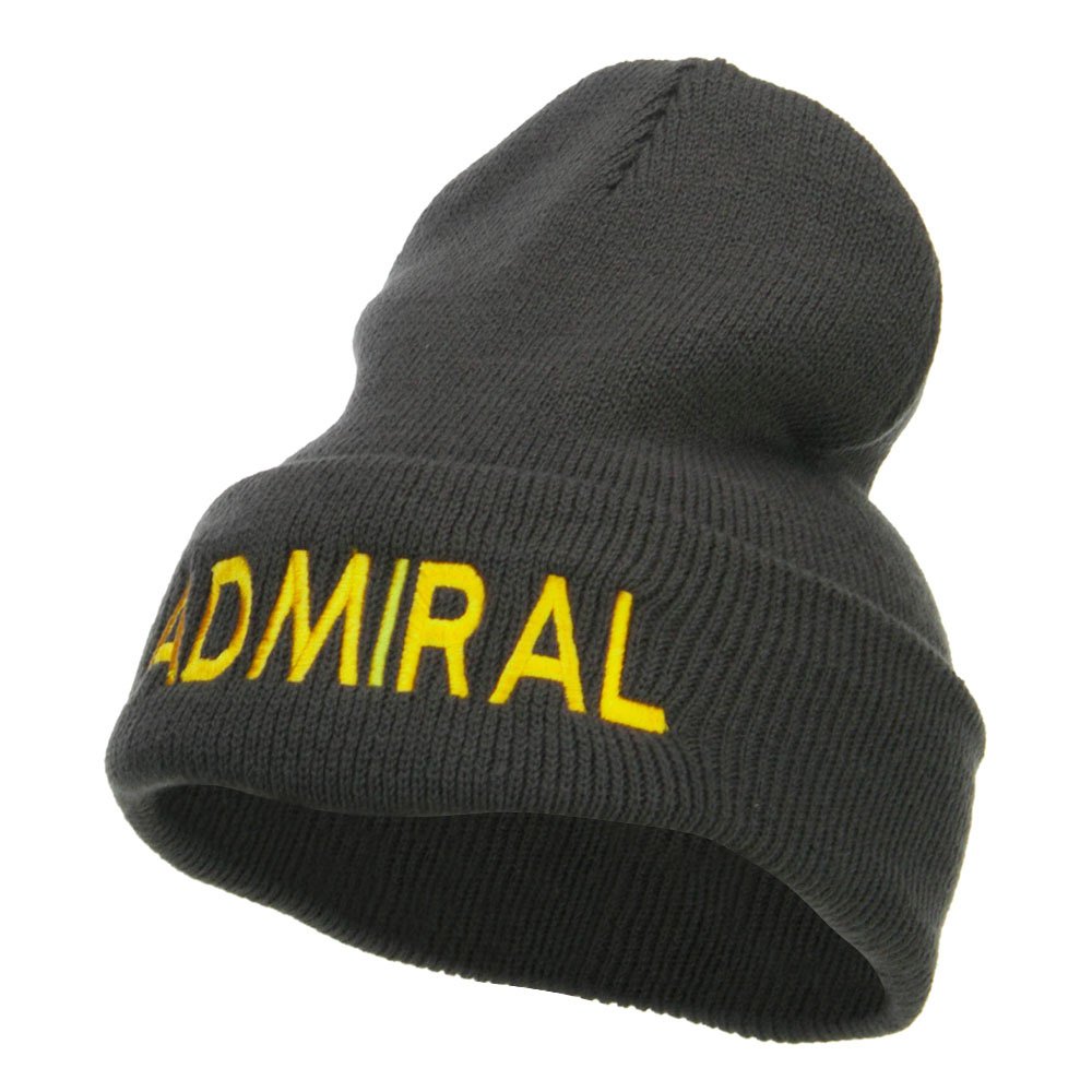 e4Hats.com Admiral Military Embroidered Long Beanie - Dk Grey OSFM